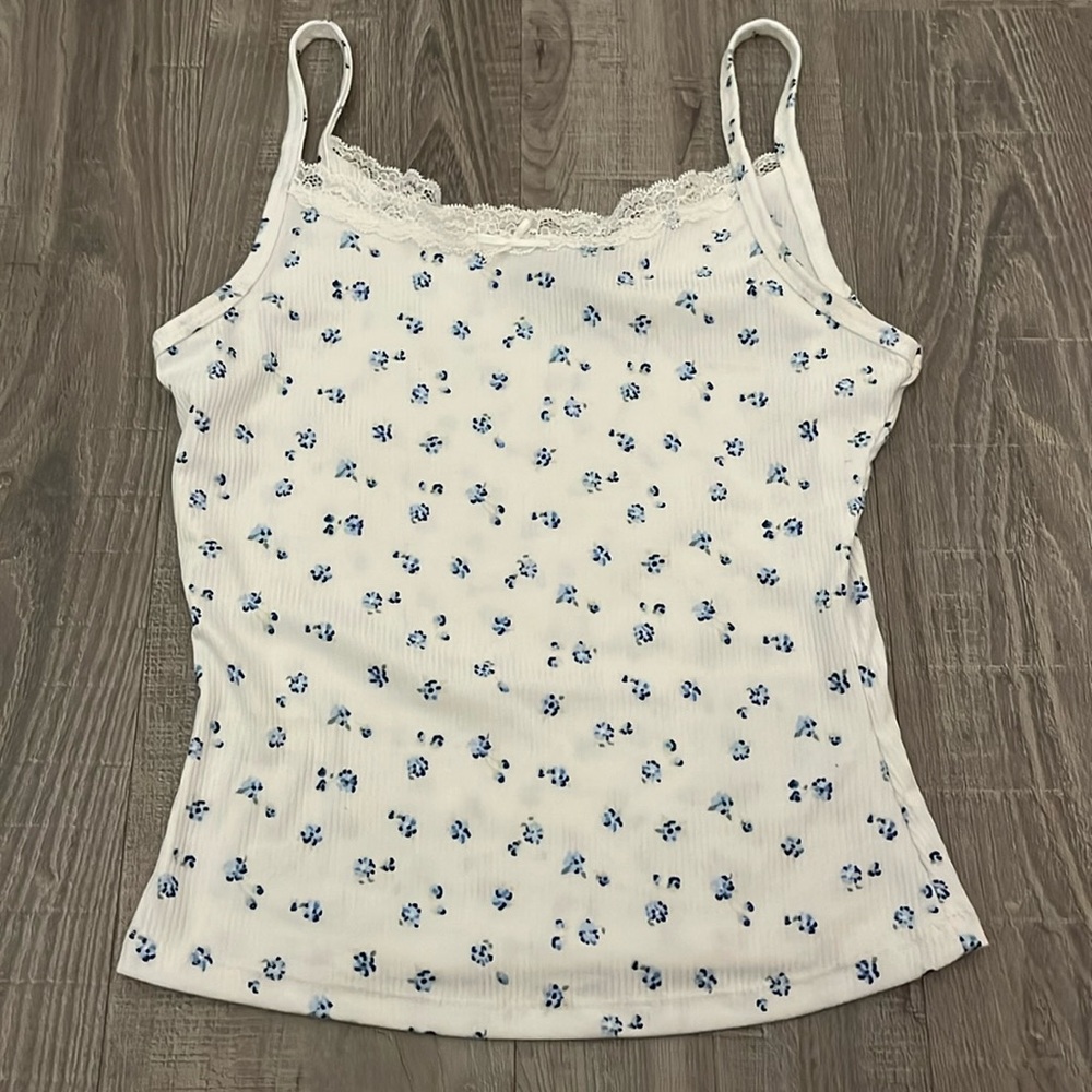 Floral white cami tank top